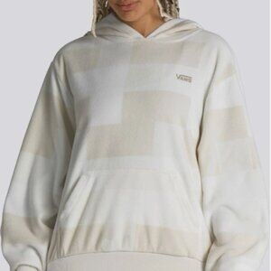 VANS Women Top Winter Checker Bloussant Hoodie Fleece White Tan Size XSmall